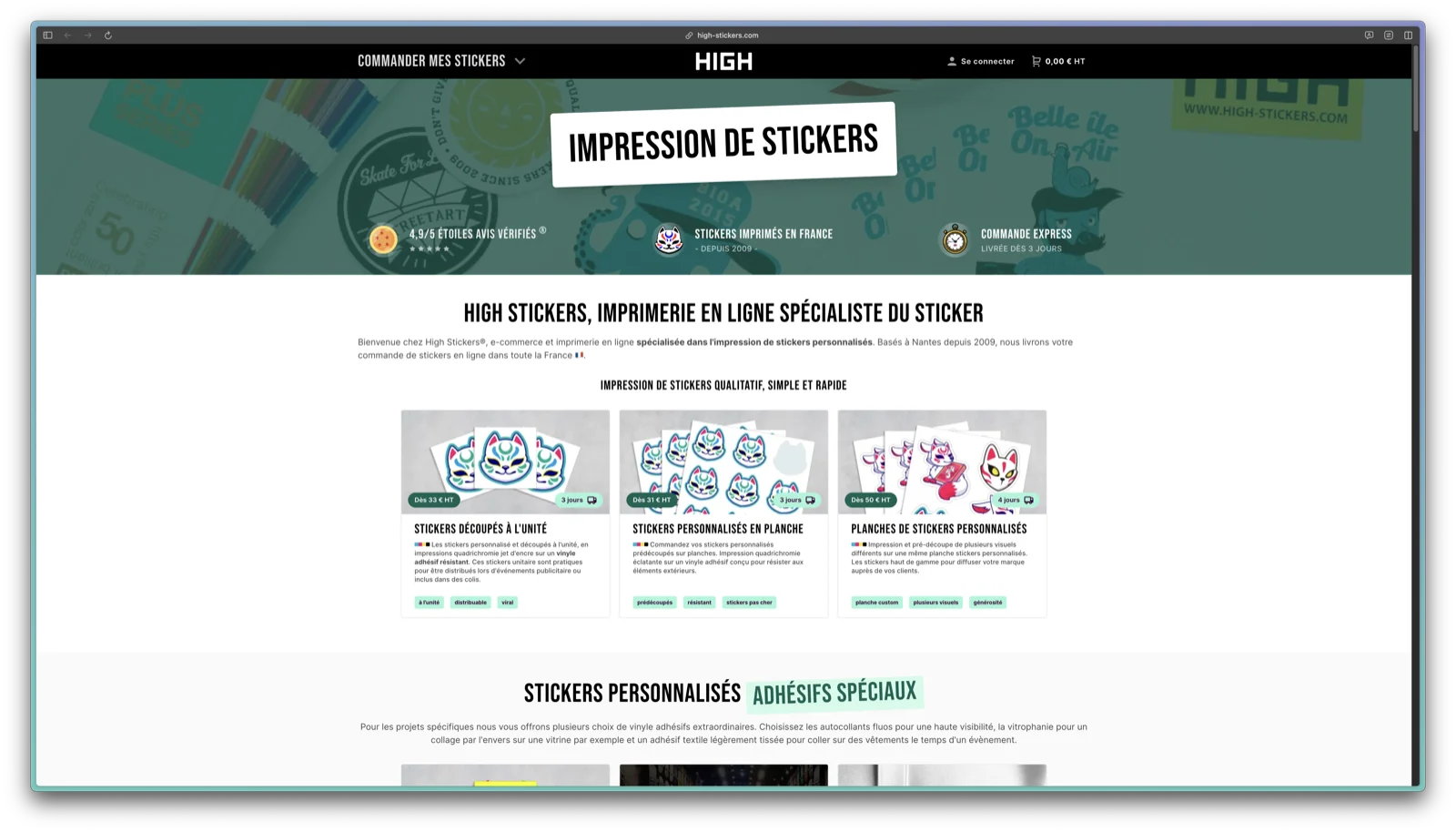 High Stickers — custom sticker printing e-commerce platform